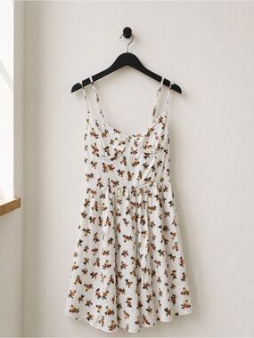 Urban Outfitters White Floral Spaghetti Strap Mini Dress